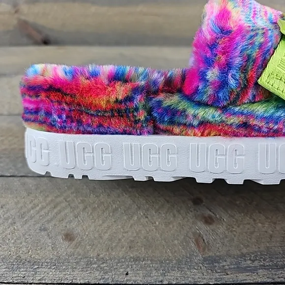 UGG Fluffita Pixelate Women's Slide Sandal Faux Fur Multicolor
