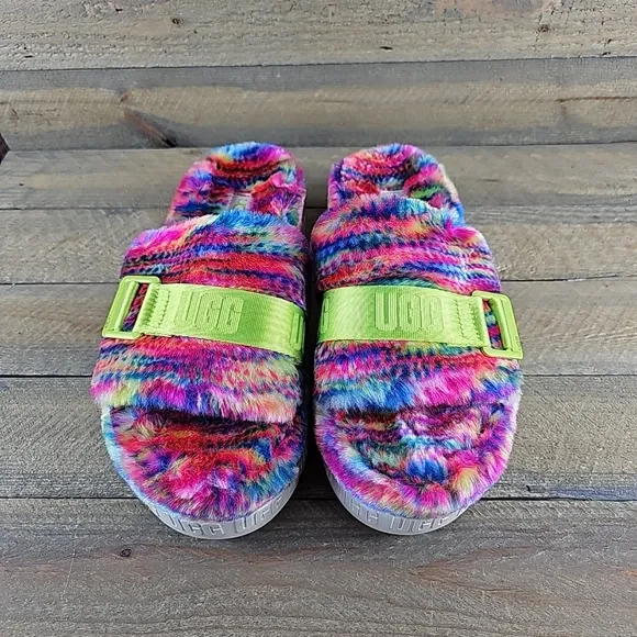 UGG Fluffita Pixelate Women's Slide Sandal Faux Fur Multicolor