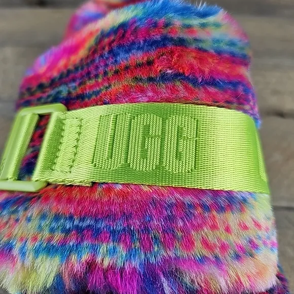 UGG Fluffita Pixelate Women's Slide Sandal Faux Fur Multicolor
