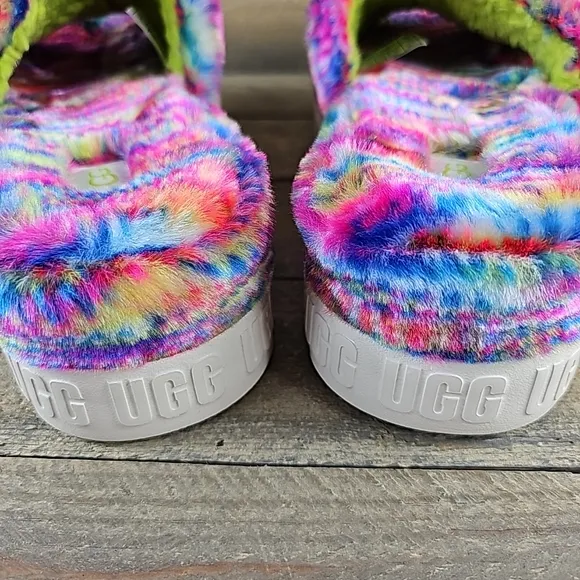 UGG Fluffita Pixelate Women's Slide Sandal Faux Fur Multicolor
