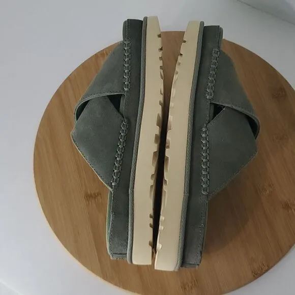 UGG Goldenstar Cross Slide Sandals Moss Green Women's Size US 7.5 EU 38.5 NWB