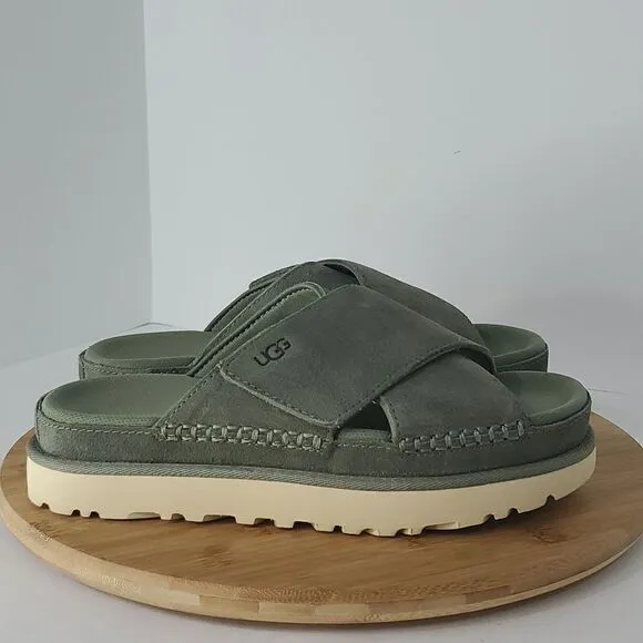 UGG Goldenstar Cross Slide Sandals Moss Green Women's Size US 7.5 EU 38.5 NWB
