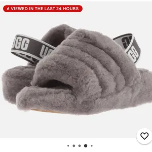 UGG Gray Fluffy Slide Sandals