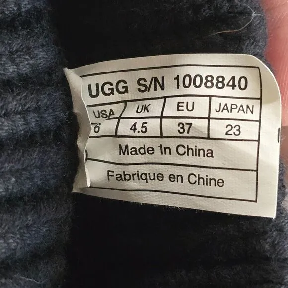 UGG Heather Black Cable Knit Lace Up Isla‎ Boots Women's 6