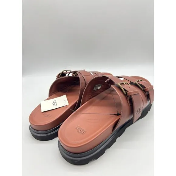 UGG Men's Capitola Buckle Slide Cognac Brown Leather Sandals 1153102 Size 11