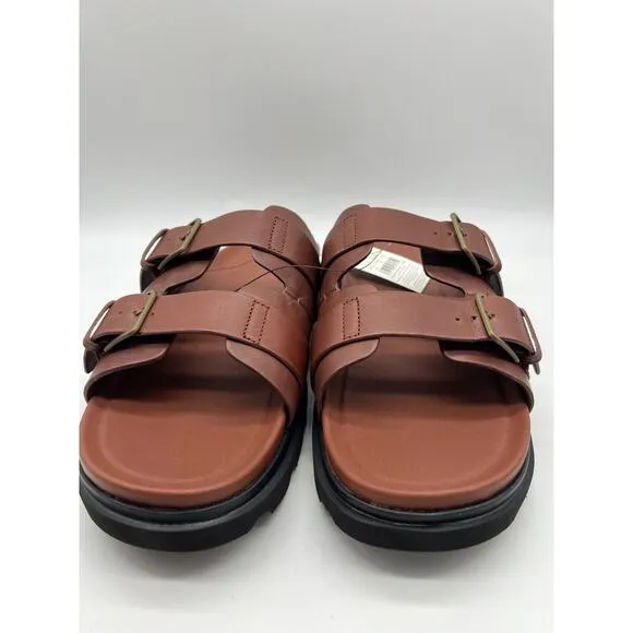 UGG Men's Capitola Buckle Slide Cognac Brown Leather Sandals 1153102 Size 11