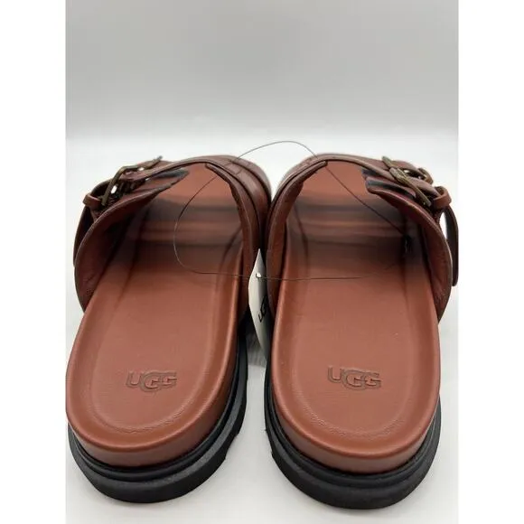 UGG Men's Capitola Buckle Slide Cognac Brown Leather Sandals 1153102 Size 11