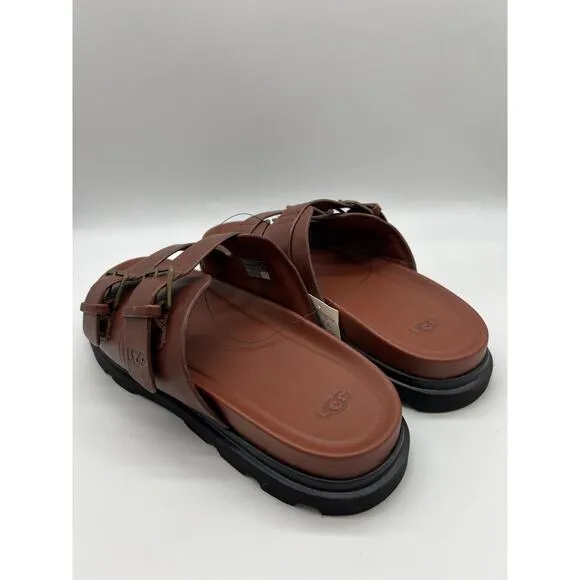 UGG Men's Capitola Buckle Slide Cognac Brown Leather Sandals 1153102 Size 11
