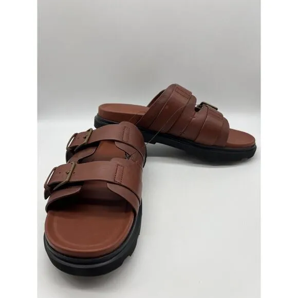 UGG Men's Capitola Buckle Slide Cognac Brown Leather Sandals 1153102 Size 11