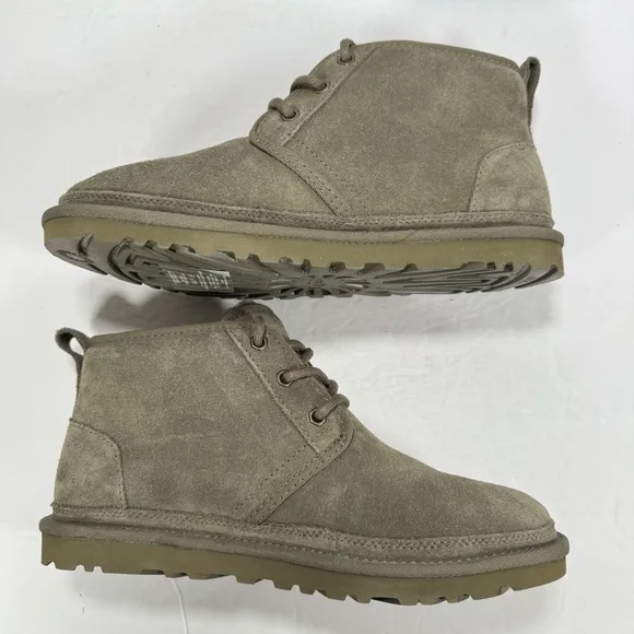 UGG Neumal Burnt Olive Green Suede Lace Up Chukka Boots Women Size 8