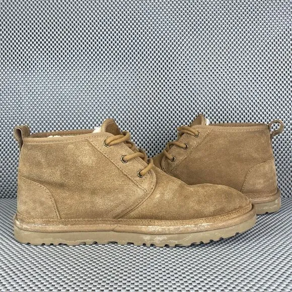 UGG Neumel Ankle Boots Mens Size 11 Chestnut Brown Leather Wool Lace Up 1094269