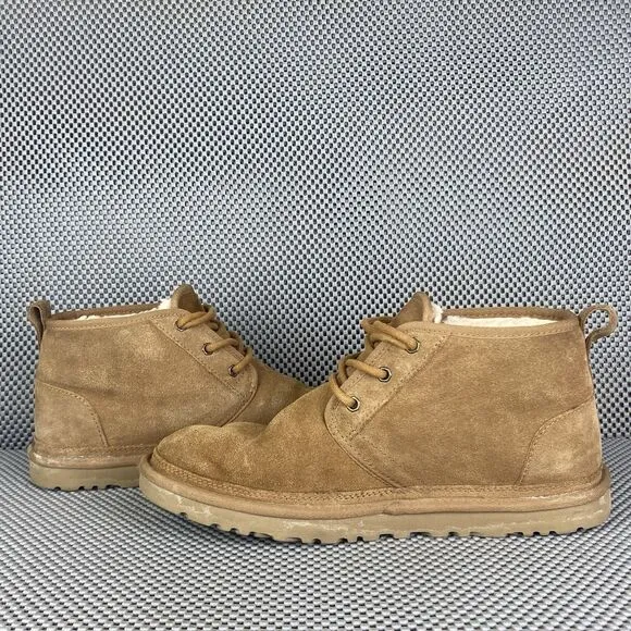 UGG Neumel Ankle Boots Mens Size 11 Chestnut Brown Leather Wool Lace Up 1094269