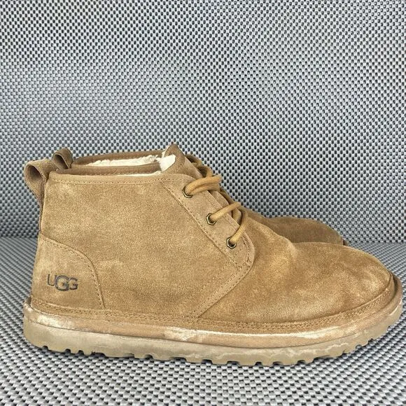 UGG Neumel Ankle Boots Mens Size 11 Chestnut Brown Leather Wool Lace Up 1094269