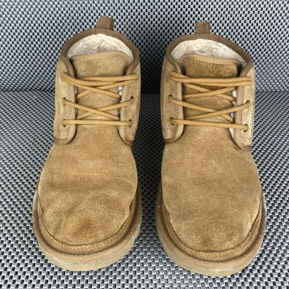 UGG Neumel Ankle Boots Mens Size 11 Chestnut Brown Leather Wool Lace Up 1094269
