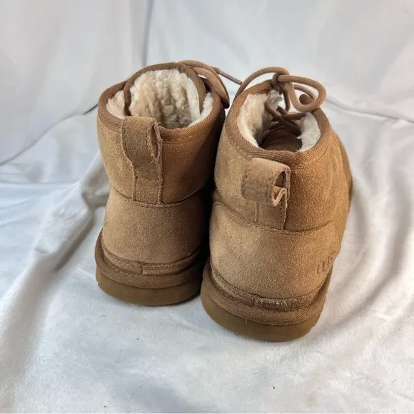 UGG Neumel Chestnut Lace-Up Fur-Lined Suede Boots Men’s  Size 10