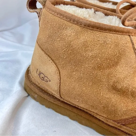 UGG Neumel Chestnut Lace-Up Fur-Lined Suede Boots Men’s  Size 10