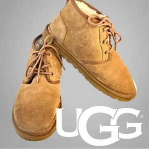 UGG Neumel Chestnut Lace-Up Fur-Lined Suede Boots Men’s  Size 10