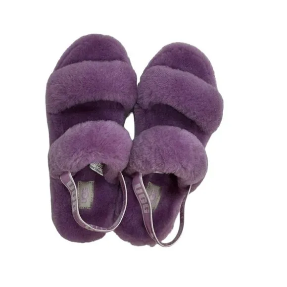 UGG Oh Yeah  Shearling Slide, Magnolia/Purple, USA Womens Size 7 New