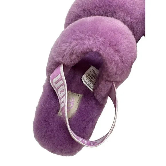 UGG Oh Yeah  Shearling Slide, Magnolia/Purple, USA Womens Size 7 New