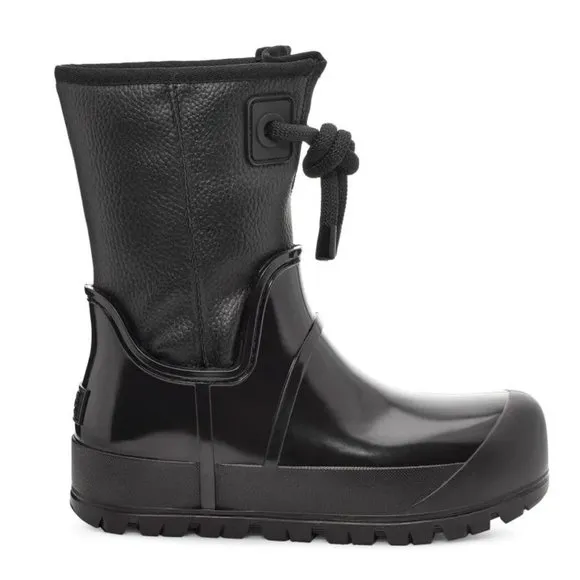 UGG Raincloud Lace Rain Snow BOOTS Size 39 8 8.5 Black Suede Waterproof NEW $175