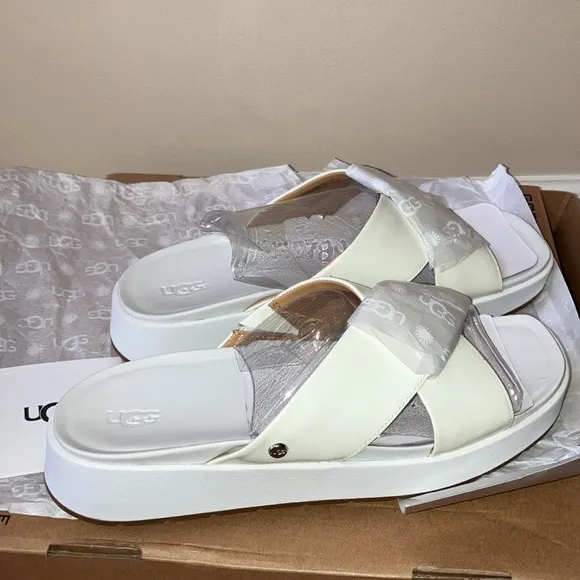 UGG W Emily White Slide Shoes Size 9 NEW and New In Box