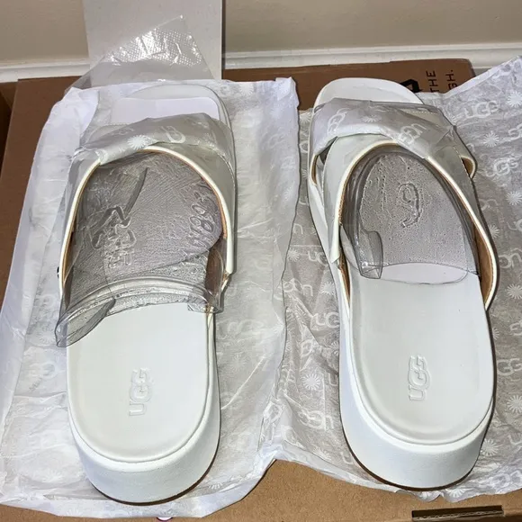 UGG W Emily White Slide Shoes Size 9 NEW and New In Box