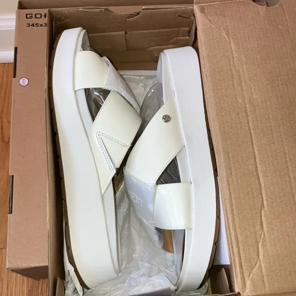 UGG W Emily White Slide Shoes Size 9 NEW and New In Box