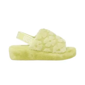 UGG Women's Yellow Fluff Yeah Poppy Slide Sandals in Pollen Yellow W 10