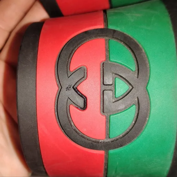 UNISEX Gucci Black Slides with Red and Green Interlocking Size 39 (9)