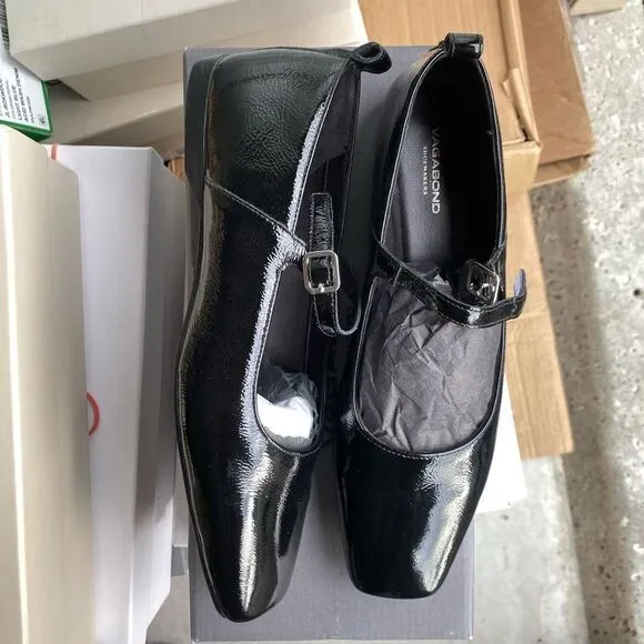 Vagabond Shoemakers Flats Delia black patent leather ballet shoes Revolve 37 7