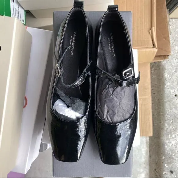 Vagabond Shoemakers Flats Delia black patent leather ballet shoes Revolve 37 7