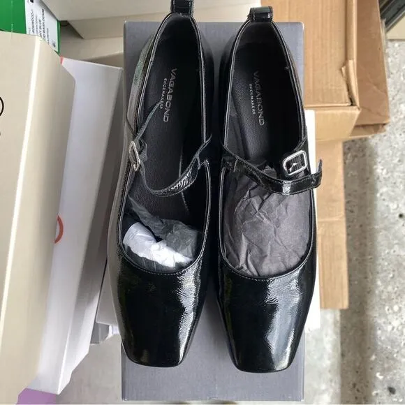Vagabond Shoemakers Flats Delia black patent leather ballet shoes Revolve 37 7
