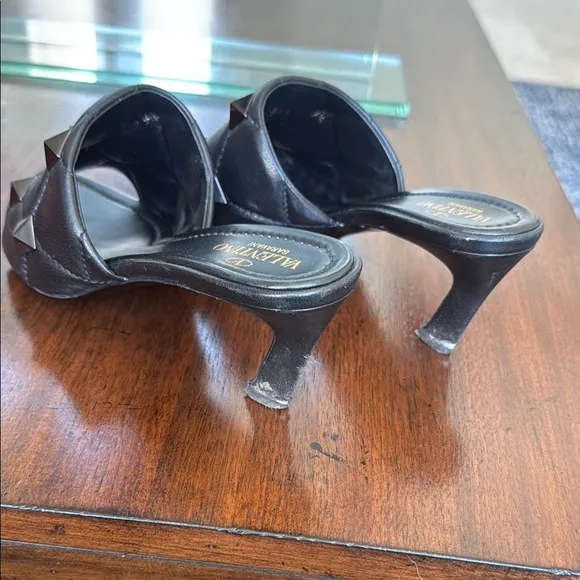 Valentino Black Mule Slides with Rockstuds