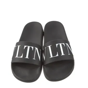 Valentino Black Slides with White Logo