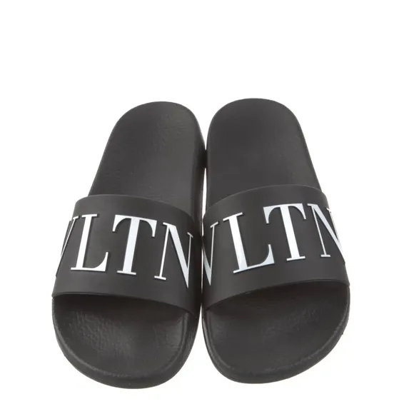 Valentino Black Slides with White Logo