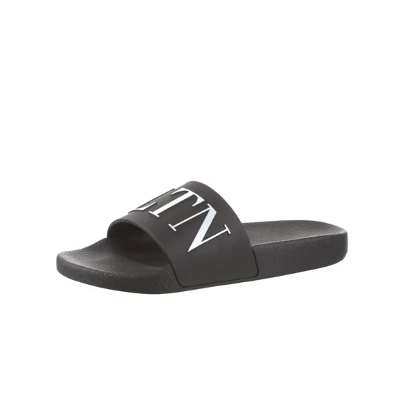 Valentino Black Slides with White Logo