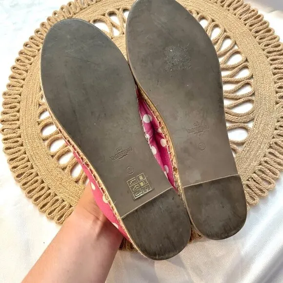 Valentino Garavani Hot Pink Polka Dot Espadrille Flats Size EU 38