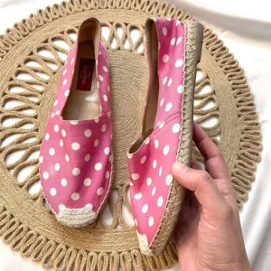 Valentino Garavani Hot Pink Polka Dot Espadrille Flats Size EU 38