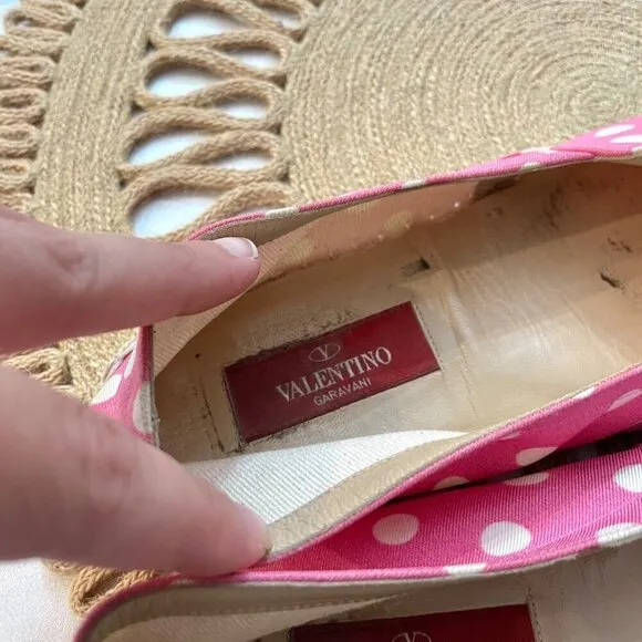 Valentino Garavani Hot Pink Polka Dot Espadrille Flats Size EU 38