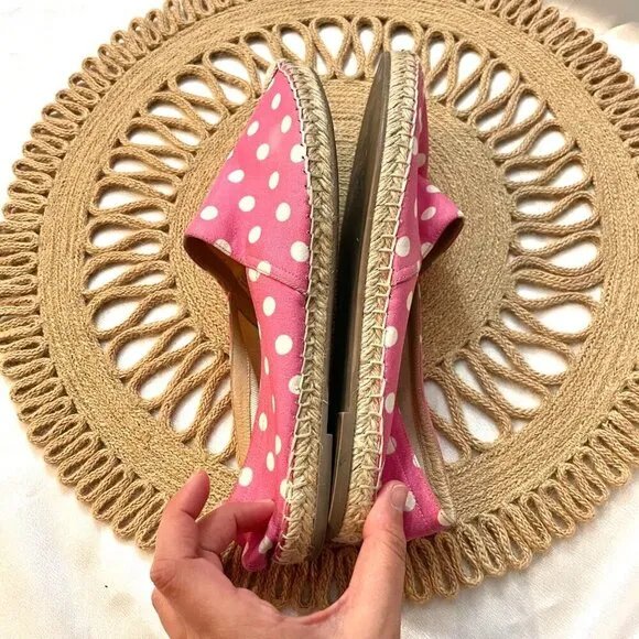 Valentino Garavani Hot Pink Polka Dot Espadrille Flats Size EU 38