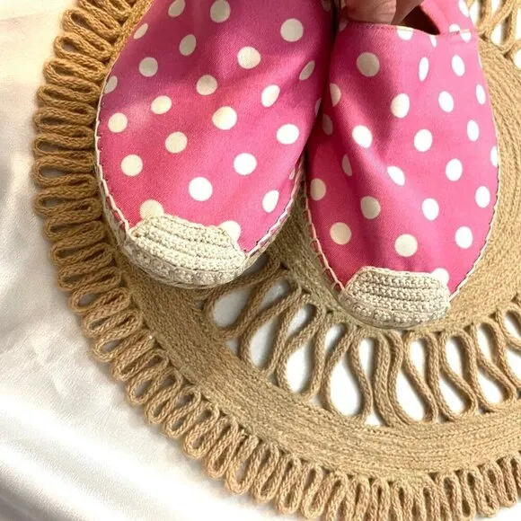 Valentino Garavani Hot Pink Polka Dot Espadrille Flats Size EU 38