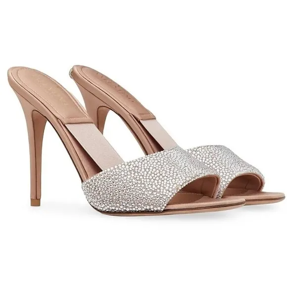 Valentino Garavani Nite-Out Crystal Embellished Slide Sandal in Rose Size 36.5