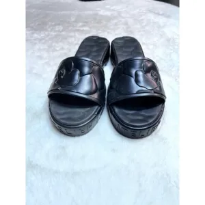 Valentino Garavani platform sculpted Atelier black rose slides women size 9.5-10