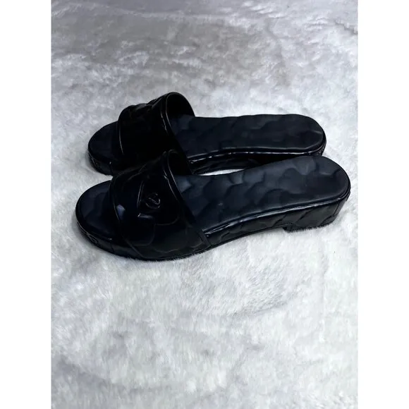 Valentino Garavani platform sculpted Atelier black rose slides women size 9.5-10
