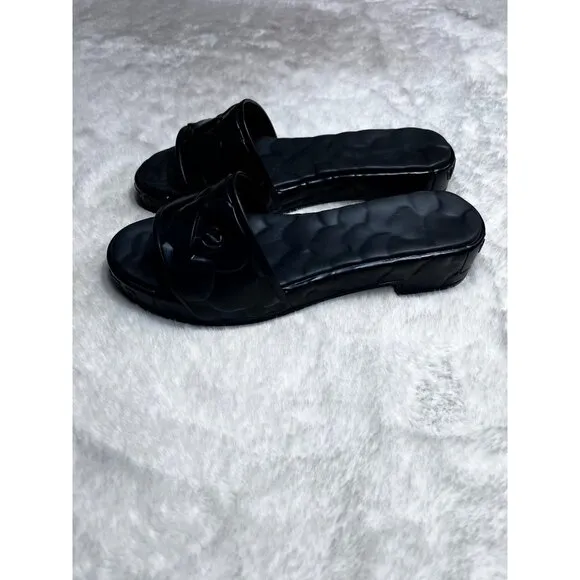 Valentino Garavani platform sculpted Atelier black rose slides women size 9.5-10