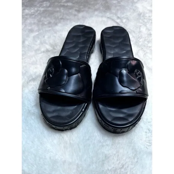 Valentino Garavani platform sculpted Atelier black rose slides women size 9.5-10
