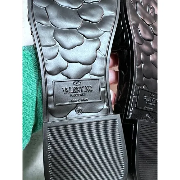 Valentino Garavani platform sculpted Atelier black rose slides women size 9.5-10