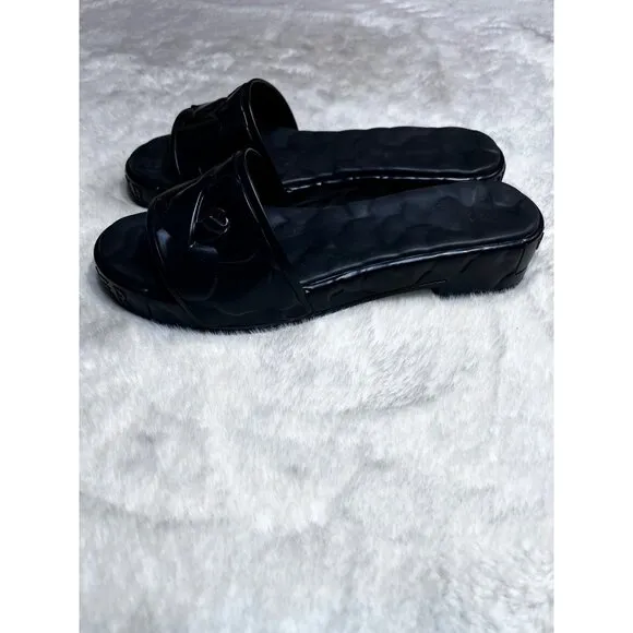 Valentino Garavani platform sculpted Atelier black rose slides women size 9.5-10