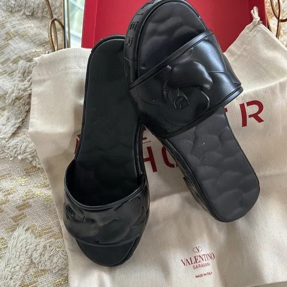 Valentino Women's Black Slide Sandals