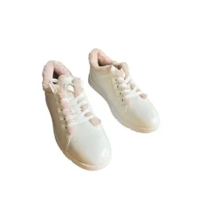 Vaneli pink fleece sneakers white leather 11.5
